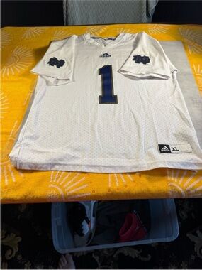 adidas White Mesh Athletic Jersey with Black Logo Patch